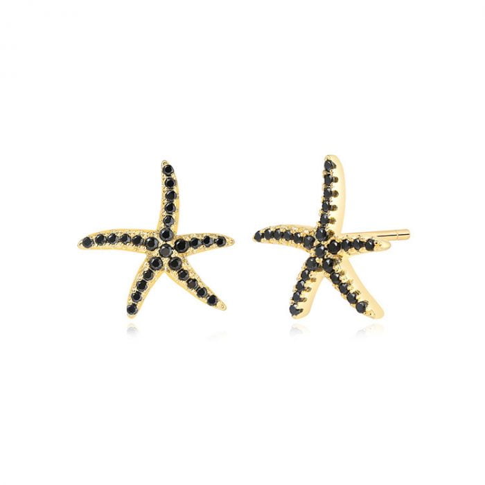 Starfish black zirconium earrings SES01151