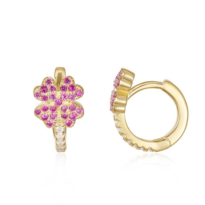 Purple Four Leaf Grass Earrings SES01164