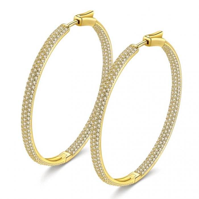 Round buckle zircon stud earrings SES01188