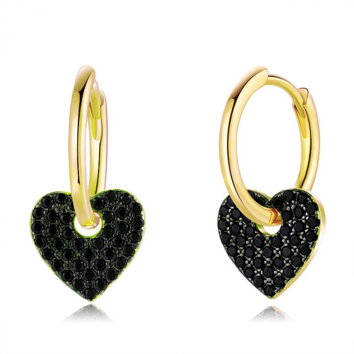 Heart shaped black zirconium earrings SES01192